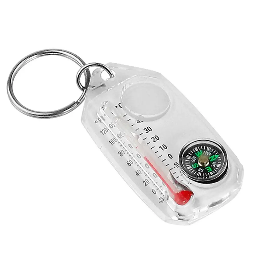 Outdoor Mountaineering Buckle Keychain Compass Pointer Mini Keychain Thermometer Compass Key Hook Camping Tools Carabiners image 5