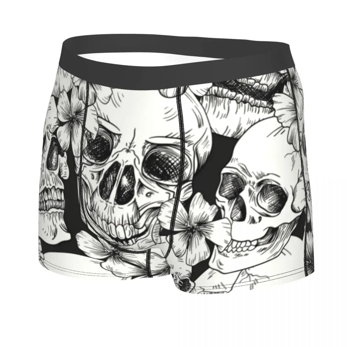 Custom Skull And Flower Boxers Shorts Mens Briefs Underwear Fashion Underpants