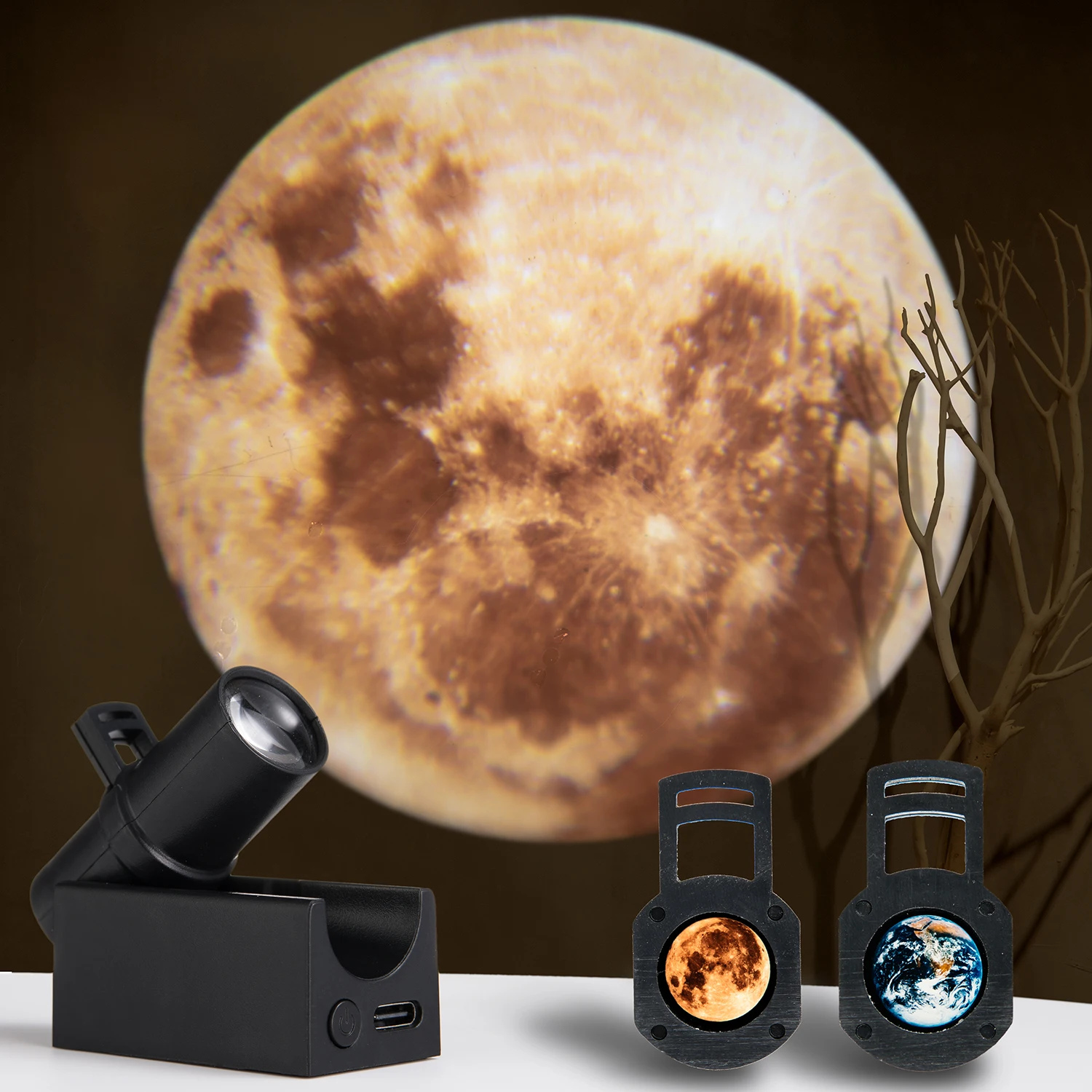 

Mini Star Projector Light Cosmos Universe Nursery USB Charging Moon LED Night Light for Photography Selfie Background Light