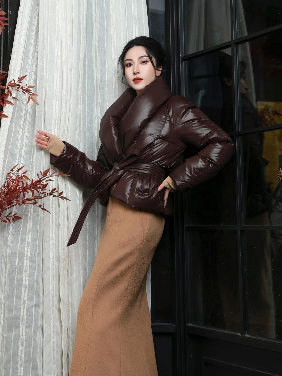 

Cloud-Like Lightweight White Goose down Jaet Simple Sli ort Design Casual Fit Women's Puffer Coat Warm Thiened Long...