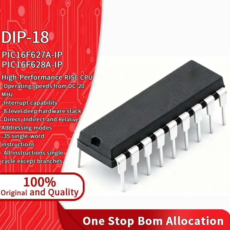 PIC16F627A-IP PIC16F628A-IP 8 Bit Flash DIP18 Package DIP-18 PIC16F6 Series Low Power Microcontroller IC Integrated Circuit Chip