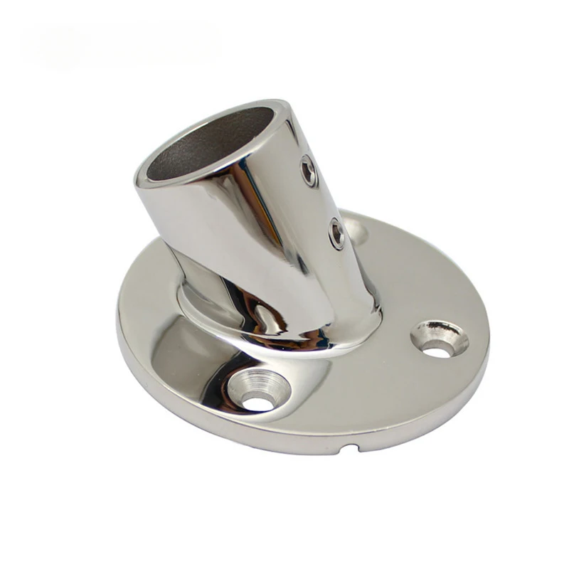 

316 Stainless Steel Round Base 45° Tube Holder for Boat Sunshade – Marine Hardware Fitting for Yacht