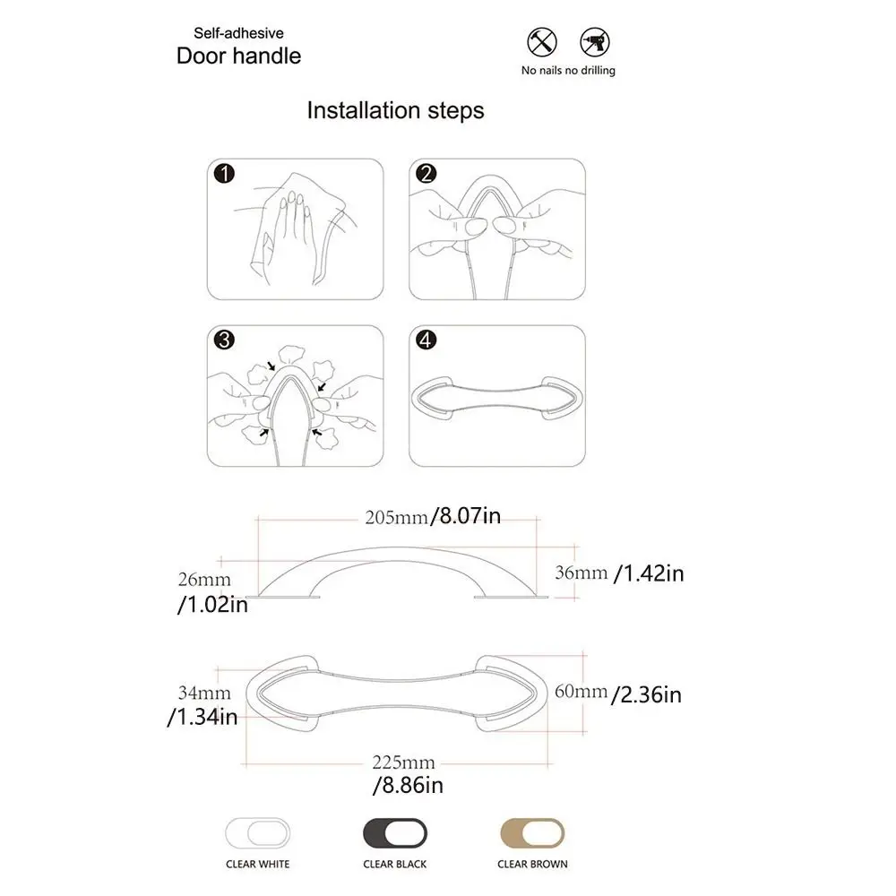 Minimalist Self-adhesive Door Handle Non-slip Safe Grip No-punching Door Handle Traceless Plastic Door Pull Sliding Window