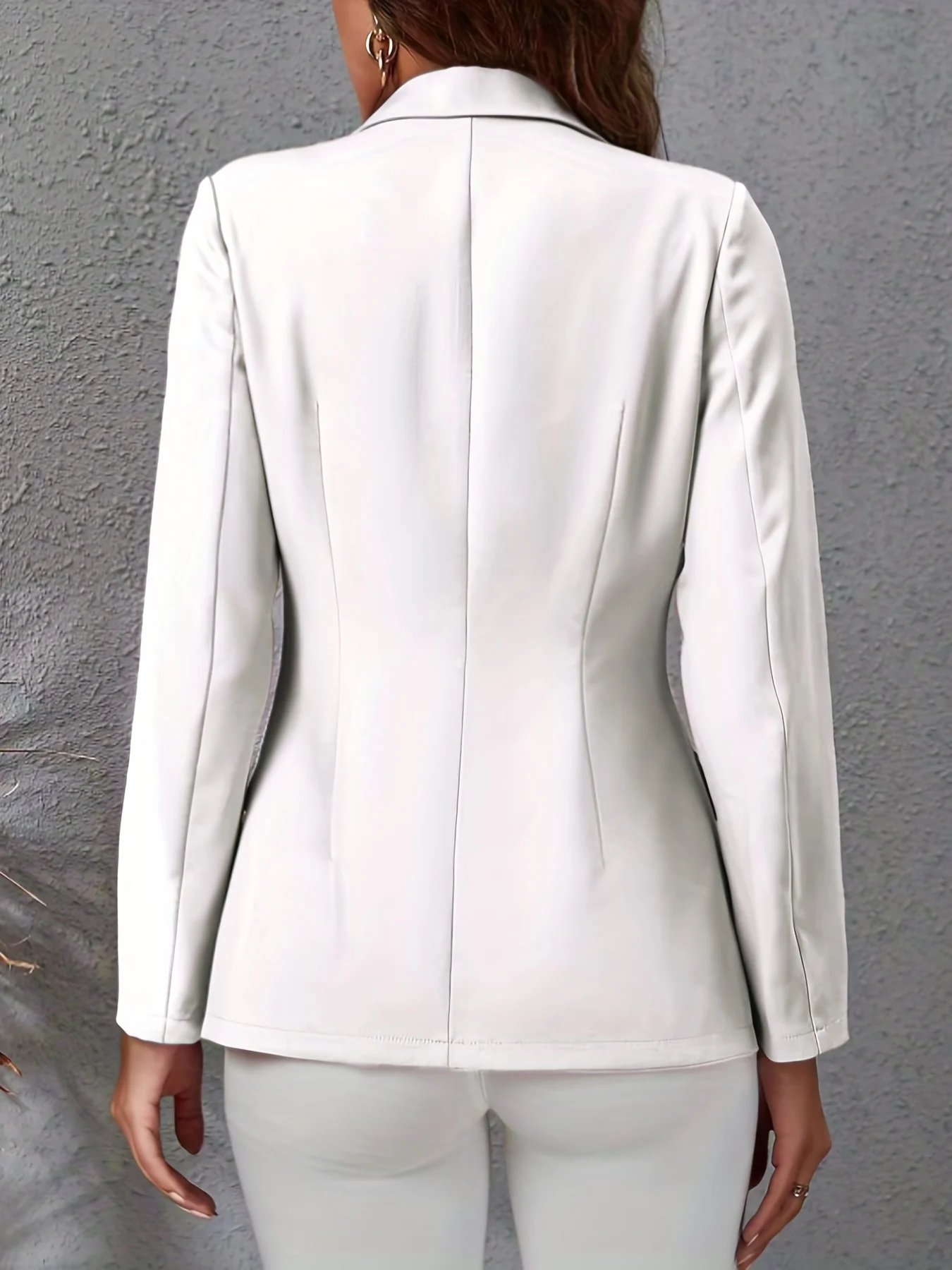 Blazer Feminino Elegante de Cor Sólida, Ideal para Uso Casual Diário e Profissional