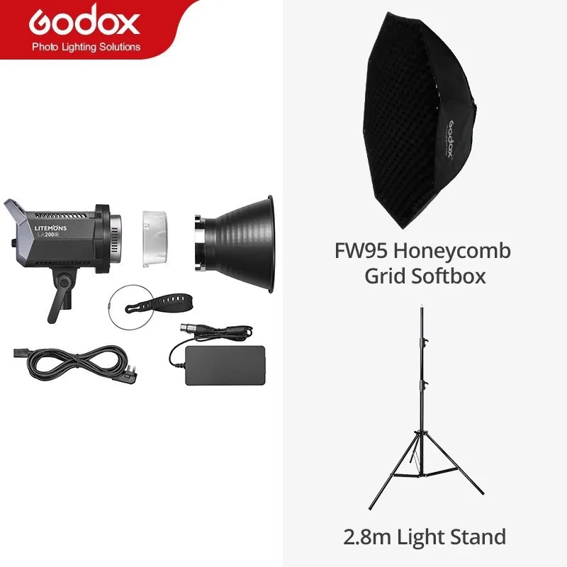 Godox LA150D LA150BI 190W LA200D LA200BI 230W LCD Panel Litemons Bi-color LED Video Light Continuous Output with APP Control