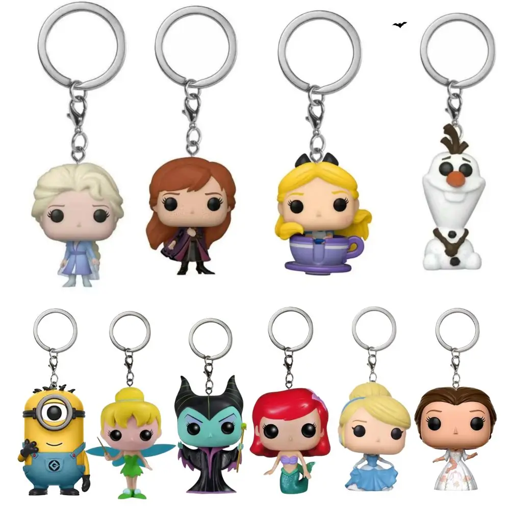 Pocket Princess Ariel Mermaid Keychain Action Figure Toys Tinker Bell JASMINE Cinderella Action Figure Toy for Children Gifts