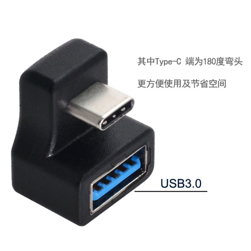 180° Up and Down Angled Type-C USB-C OTG to USB 5.0 Extension Adapter for Cell Phone Tablet