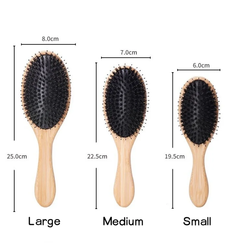 فرشاة شعر بشعيرات الخنزير، شعيرات طبيعية ناعمة للشعر الرقيق والناعم، استعادة اللمعان والملمس، مشط خشبي #6
