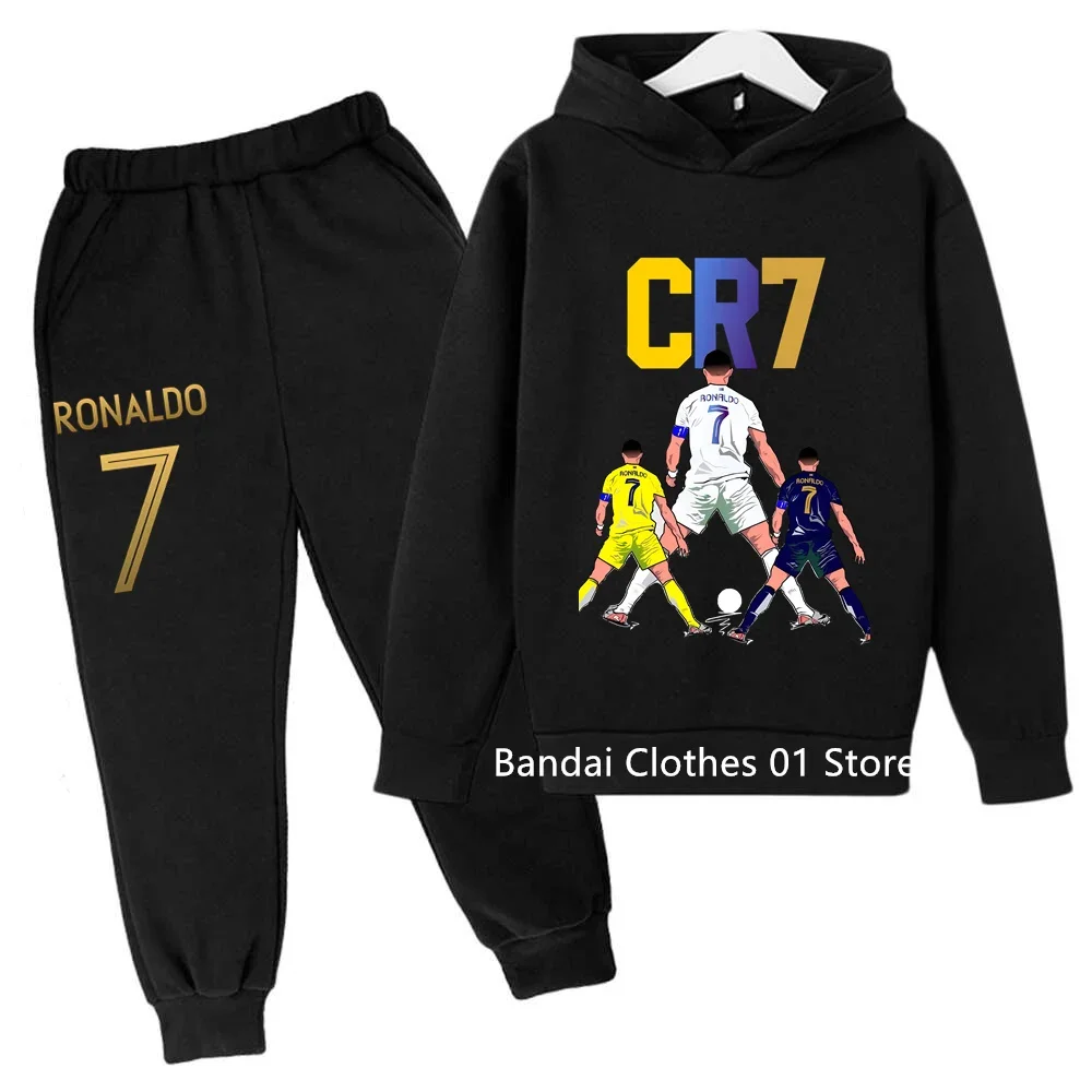 

Children's Sports Hoodie Set Sweatshirt Pants 2-piece Set for Boy and Girl Ronaldo Avatar Printed Kid Clothes Baby Set Sportsuit