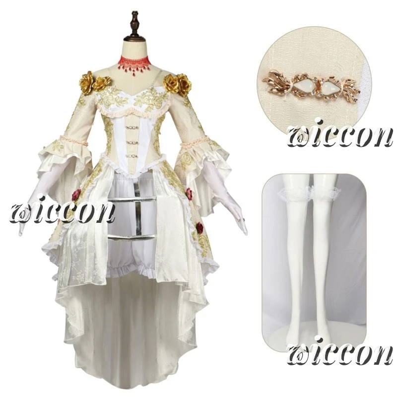 Game Identiteit V Bloody Queen Cosplay Kostuums Witte Jurk Uniform Bloedbad Kleding Pruik Pak Party Rollenspel Mary Outfit