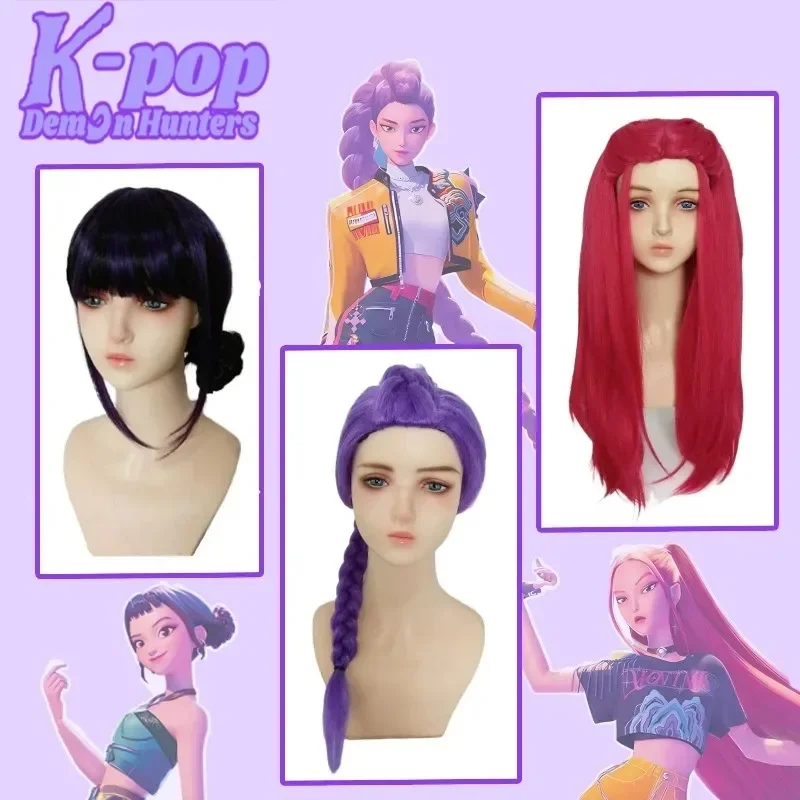 Kid Anime Kpop Dämon Hunters Perücken Cosplay für Rumi Mira Zoey Cosplay Perücken WigCap Weihnachten Halloween Cosplay Kostüme Perücken