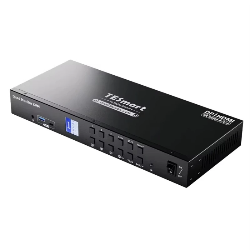 Four-monitor MST KVM built-in charging module supports 4K60Hz USB3.0 EDID KVM docking station