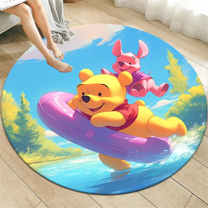 Winnie The Pooh Cute Cartoon Printed Round Carpet, Bedroom Balcony Entrance Door ,Sofa, Non-slip Mat. Home Decoration Gift Rug