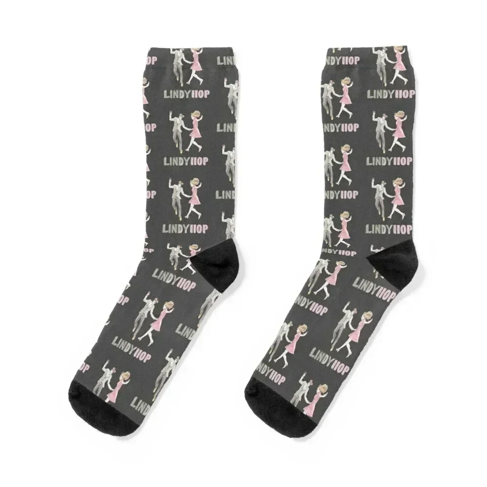 Lindy Hop Hand-drawn Typography with Dancers Socks Men's anime Toe sports Women's Socks Men's