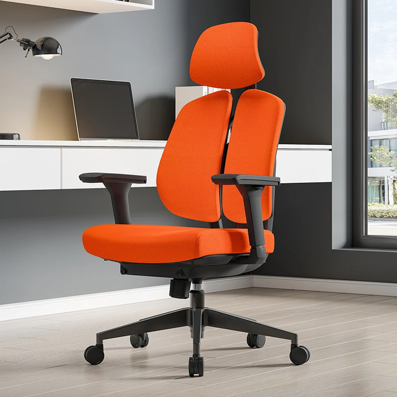 Modern Office Furniture Fabric Chair with Rocking Chair Adjustable Waist Double Backrest Advanced Ergonomic Office Chair