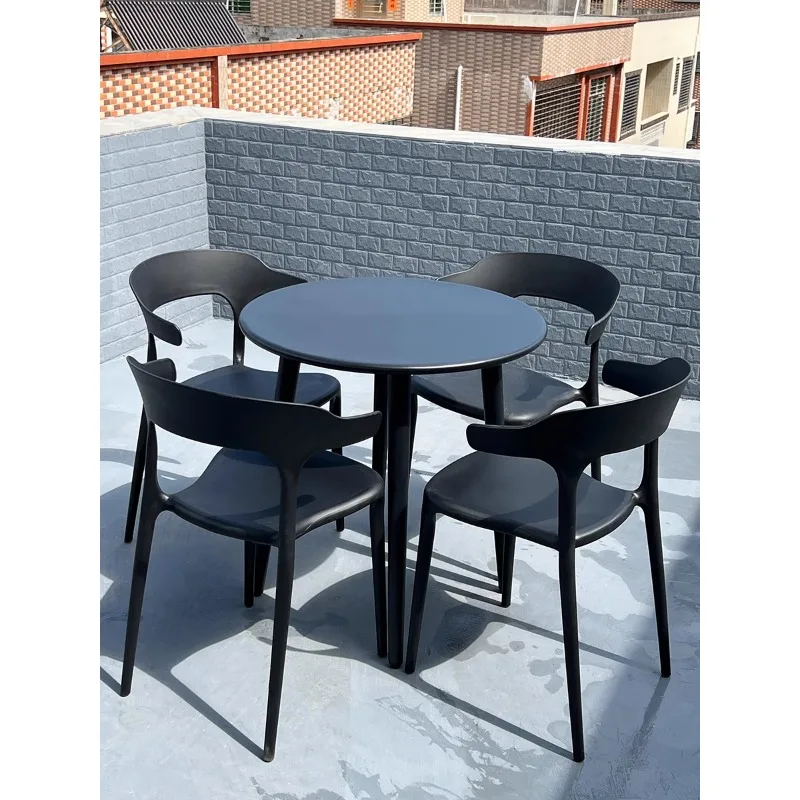 Outdoor plastic leisure negotiation outdoor balcony small round table chair combination Internet celebrity milk tea shop