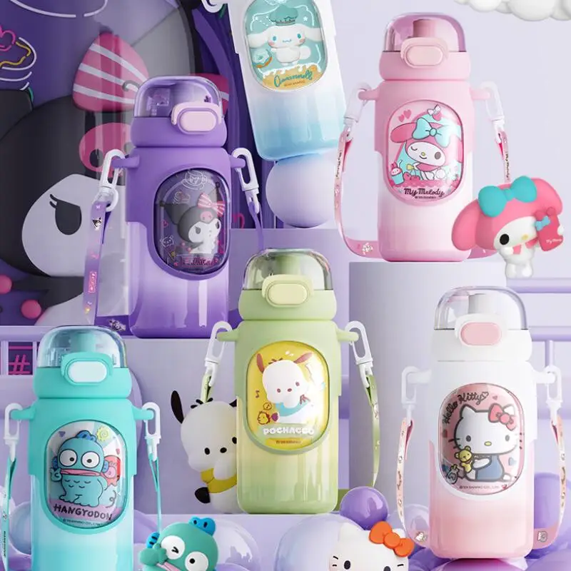 

New Model Cartoon Sanrios Hello Kittys Kuromi My Melody Maintain Temperature Cup Child Good-Looking A Cup with A Straw Portable