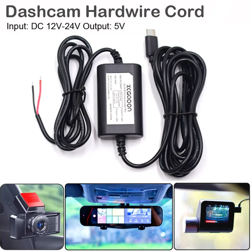 

CarDash Cam Wire 3.1m DVR Hardwire Cable Kit Video Recorder 12V 24V To 5V Mini Micro Type-C USB Charger Line Auto Dashcam Camera