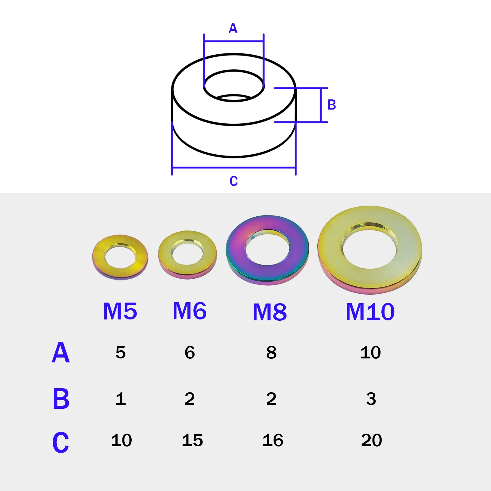 M8 Titanium Bolts Pitch  Titanium Flat Washer  for Motorcycle Accessory Parts