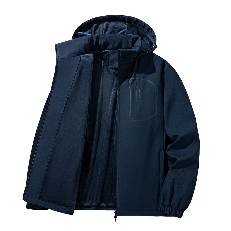 

Мужское осенне-зимнее повседневное пальто с капюшоном на подкладке Fce, водонепроницаемое длинное пальто из полиэфирного волокна-стойки для молодежи