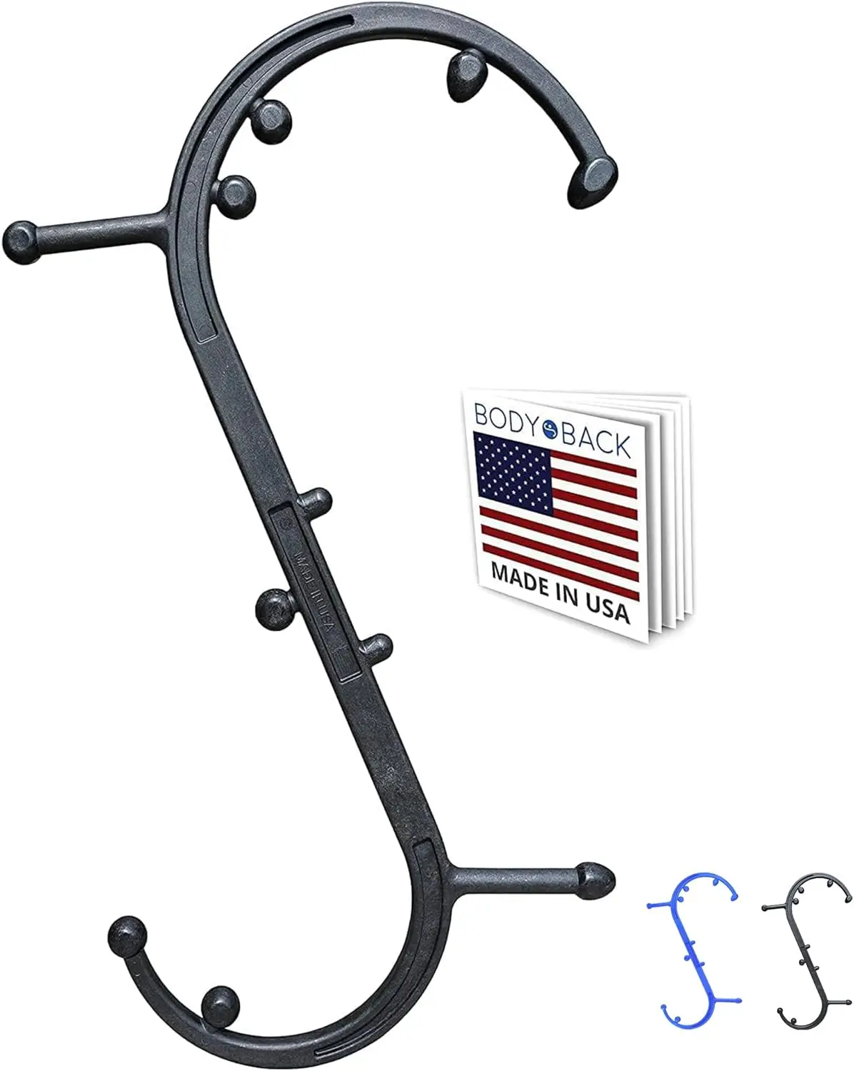 

Handheld Massage Cane for Deep Tissue Pain Relief - Dual Hooks for Back, Shoulder, Neck - Black