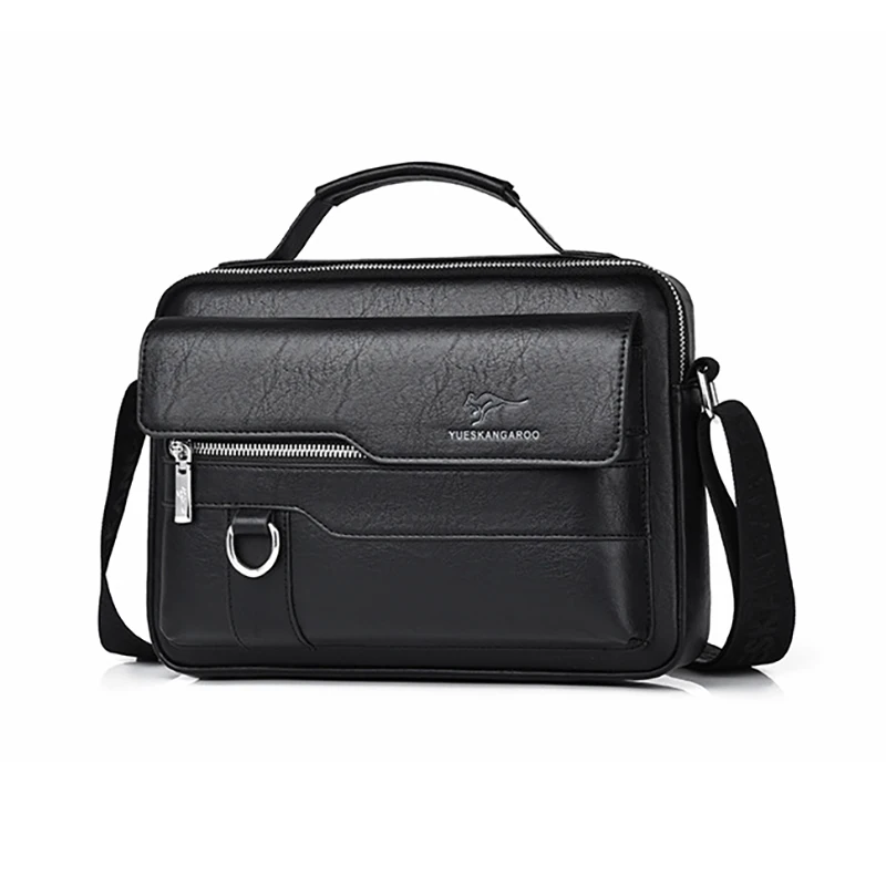 Men'S Messenger Shoulder Briefcase Business Square Tote PU Leather Cross Handbag Crossbody Square Side Phone Pouch Hand Bag Male