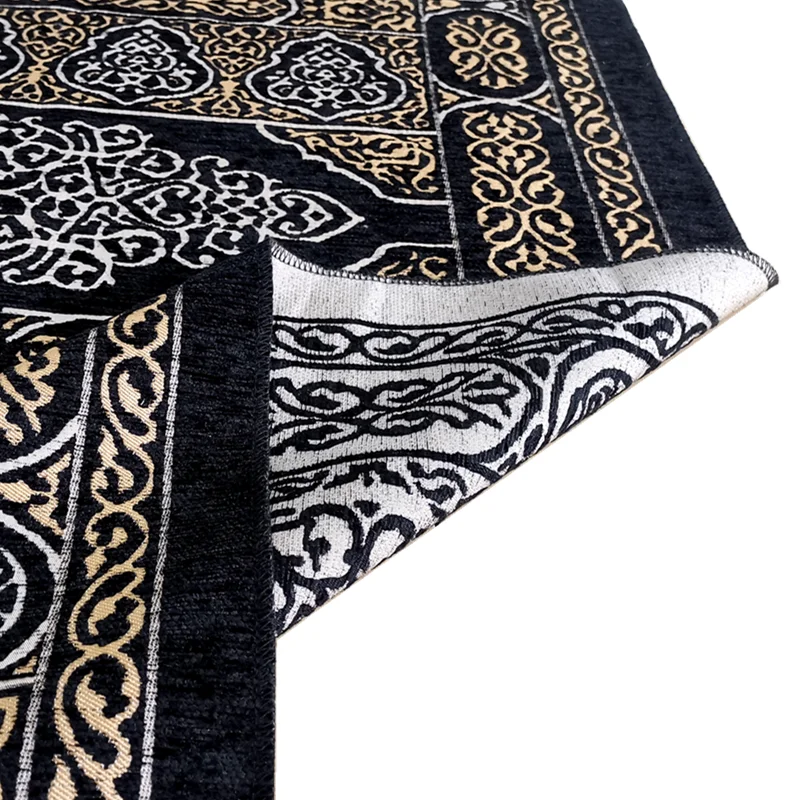 Alfombrilla de oración musulmana portátil lavable de Estilo negro de chenilla, juegos de regalo, 70 × 110CM