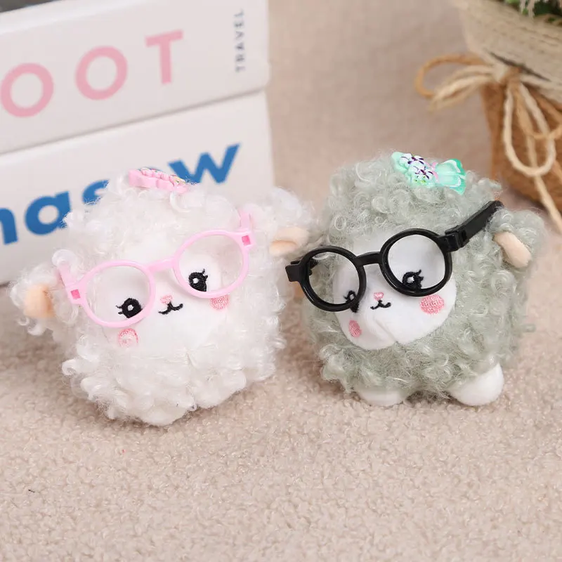 Cute Chubby Little Sheep Plush Toy Keyring Simulation Animal Lamb Plush Stuffed Bag Decor Accessories Car Keyring Birthday Gift
