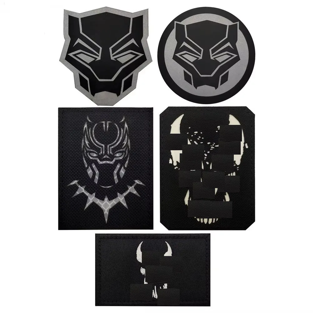 New Design Personality Creative Reflective Luminous Panther Tactical Morale Armband Embroidered Skull Backpack Hook&Loop Patch