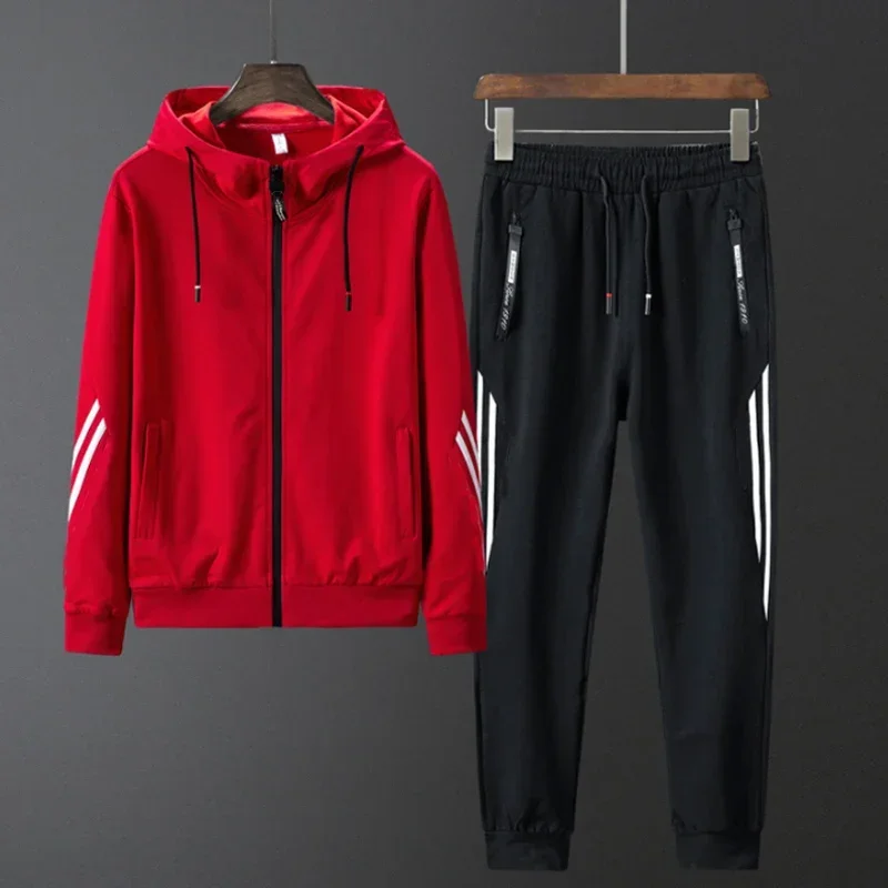 Nouveau printemps et automne décontracté hommes à capuche survêtement, à la mode jogging fermeture éclair hommes veste à capuche + pantalon deux pièces ensemble