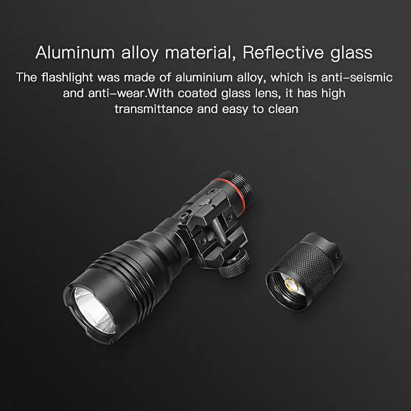 1000 Lumens Tactical Flashlight with Remote Pressure Switch High Power LED Rifle Weapon Light for 20mm Picatinny Rail