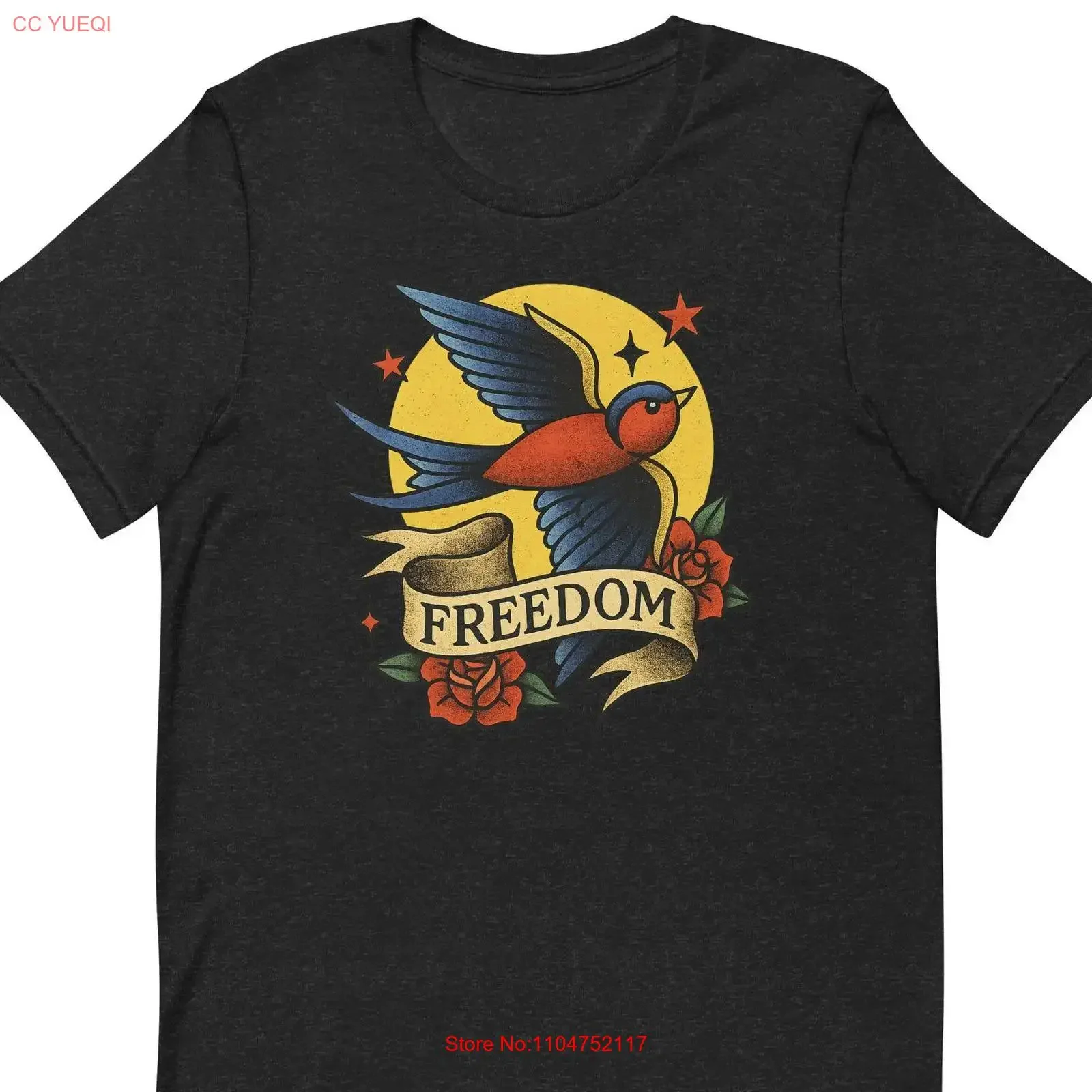 Classic Tattoo Design Swallow Symbol Of Freedom t shirt Old School Flash Inspired vintage Washed fashion Stretched streetwear