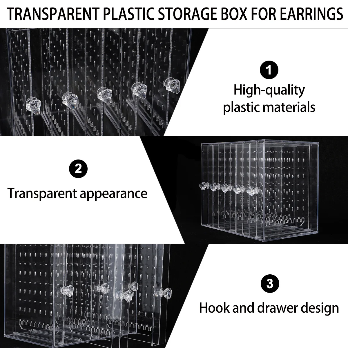 

1Pcs Earring Jewelry Tower Hook and Drawer Design Transparent Jewelry Holder for Artworks and Handicrafts Earring Storage Closet