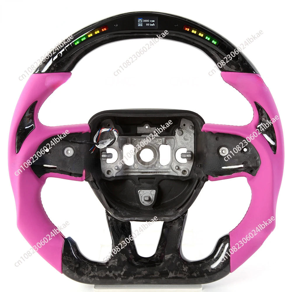 Carbon Fiber Devil Horn Leather Steering Wheel Suitable for Dodge Dodge Challenger Forged Pattern Car Modification