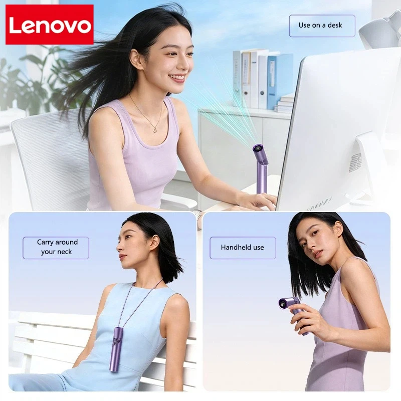

Портативный складной мини-вентилятор Lenovo с бесщеточным мотором, большой емкостью аккумулятора, для ношения на шее, для офиса, дома, концертов