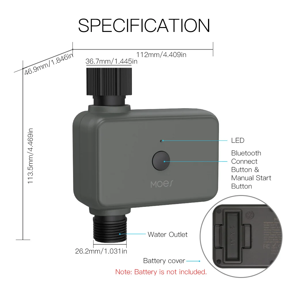 Moes Smart Tuya Bluetooth Water Timer Rain Delay Programmable Irrigation Timer with Automatic and Manual Watering Hub Required