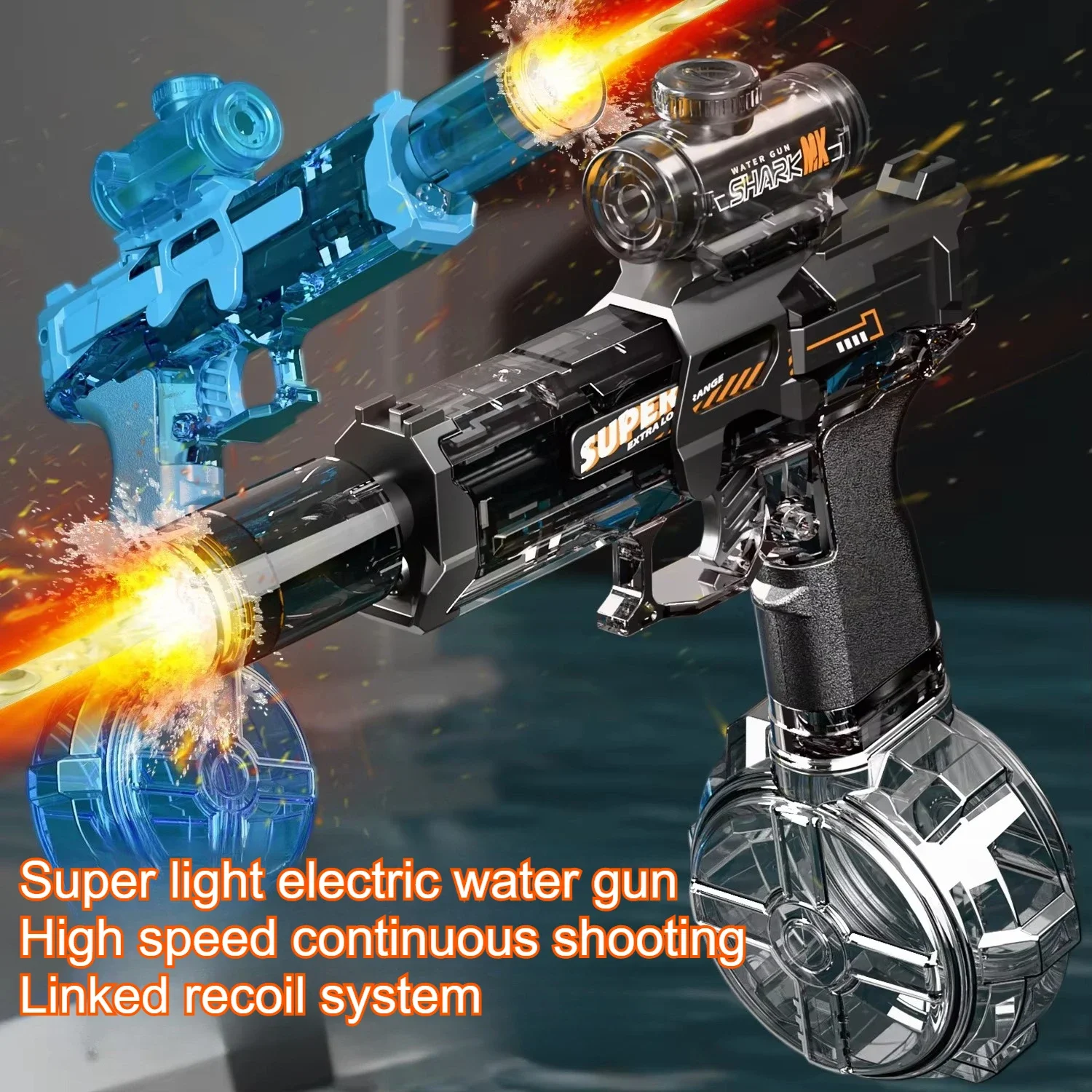 Pistola de água automática brinquedo luz elétrica forte fogo rápido pistola de água spray blaster ao ar livre verão piscina brinquedos para meninos crianças
