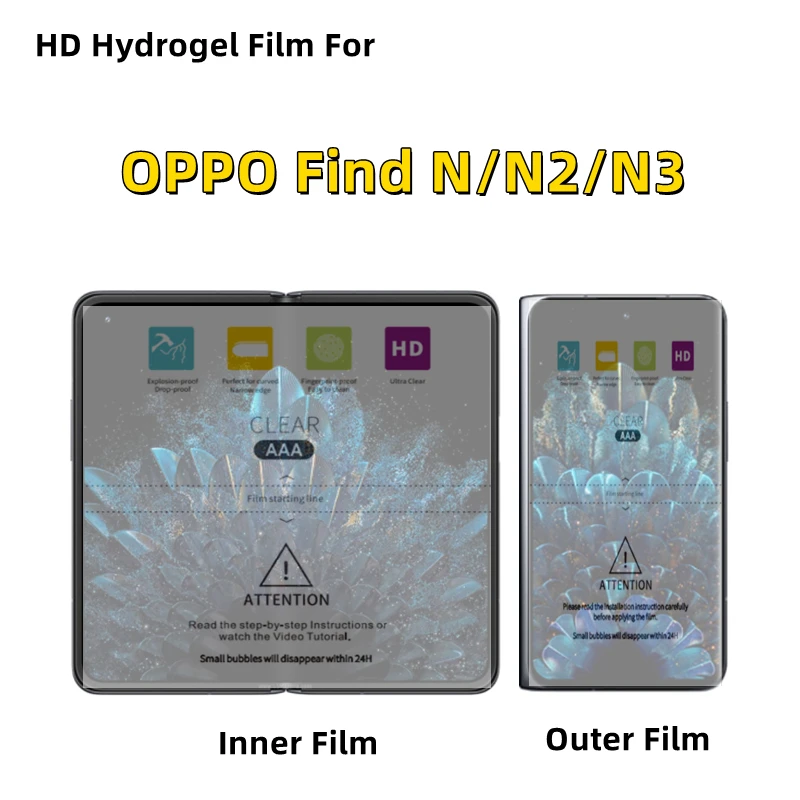 

Внутренняя и внешняя гидрогелевая пленка HD для OPPO Find N N2 N3, защитная пленка для складного мобильного телефона, прозрачная защитная пленка для экрана