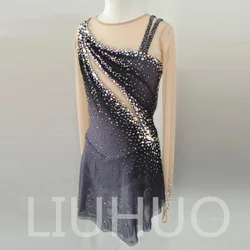 LIUHUO Ice Figure Skating Dress Girls Women Teens Stretchy Spandex Gradient Competition Wholesale