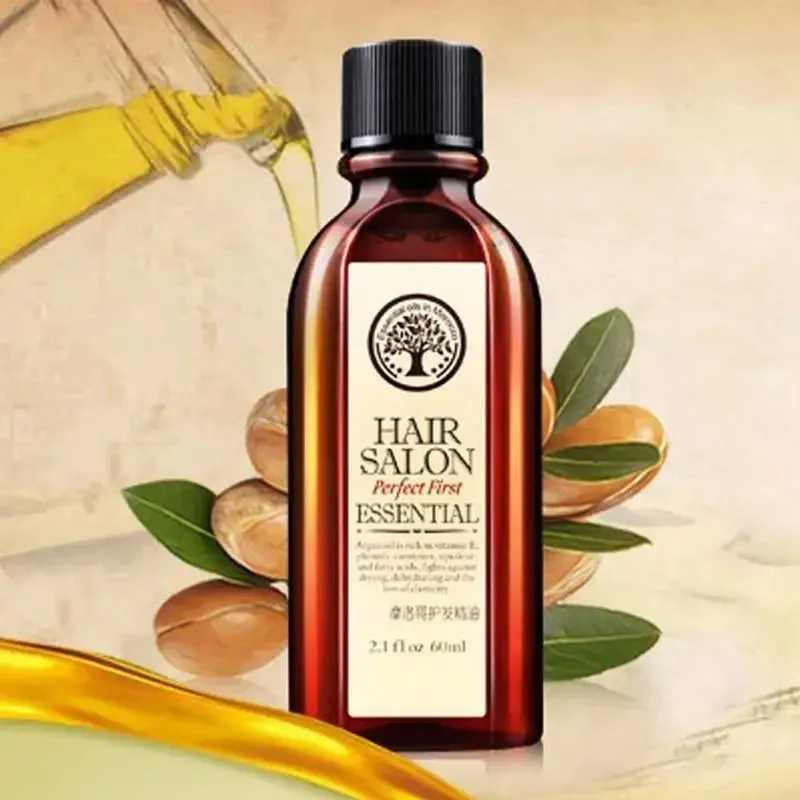 60ml Natural Hair Essential Oil Damaged Hair for Split Ends Long Hair Treatment Organic Argan Oil Serum Nourish Hairlines Repair