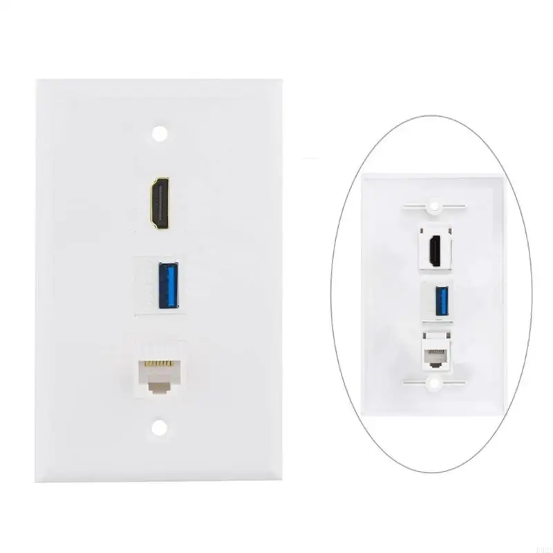 F92A USB CAT6 RJ45 Ethernet Faceplate per esperienza multimediale migliorata