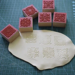 6pcs High Quality Square Emboss Stamp Baroque Mandala Lace Texture Sculpture model ceramic polimerica pottery Polymer Clay tools