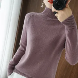 Turtleneck Sweater Women 2024 Autumn Winter Thick Warm Korean Fashion Knitwears Womens Pullovers Long Sleeve Basic Knitted Tops