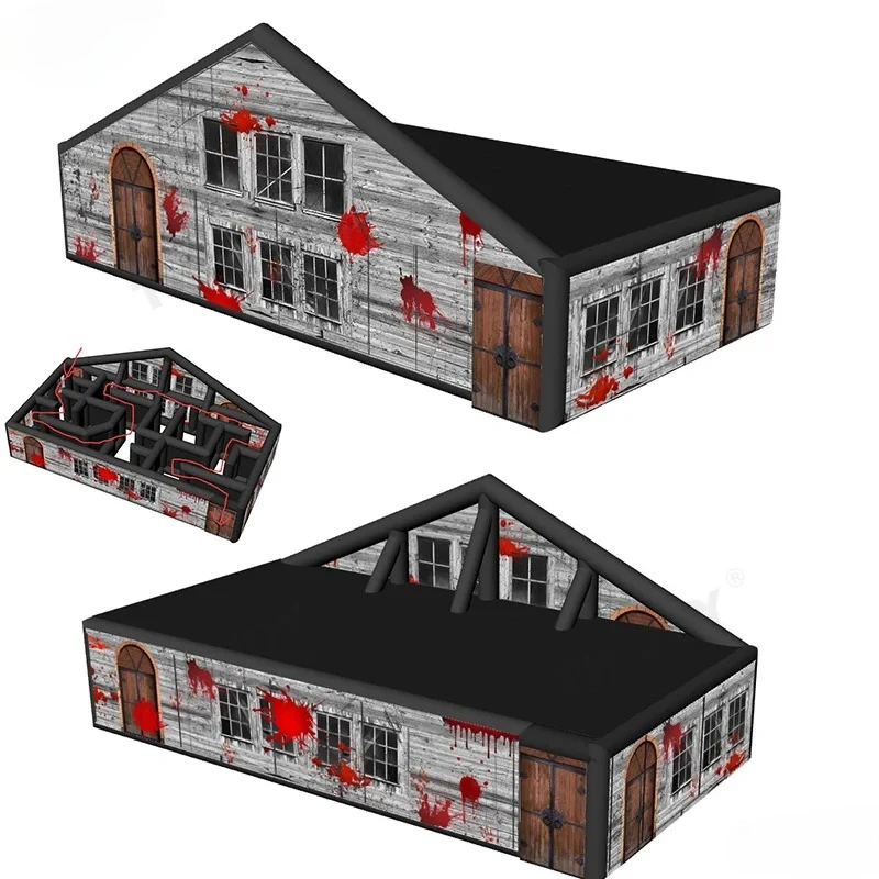 Fast Air Ship to Door Newest 10x5m Halloween outdoor Inflatable Haunted House Inflatable maze Course game with Roof and printing