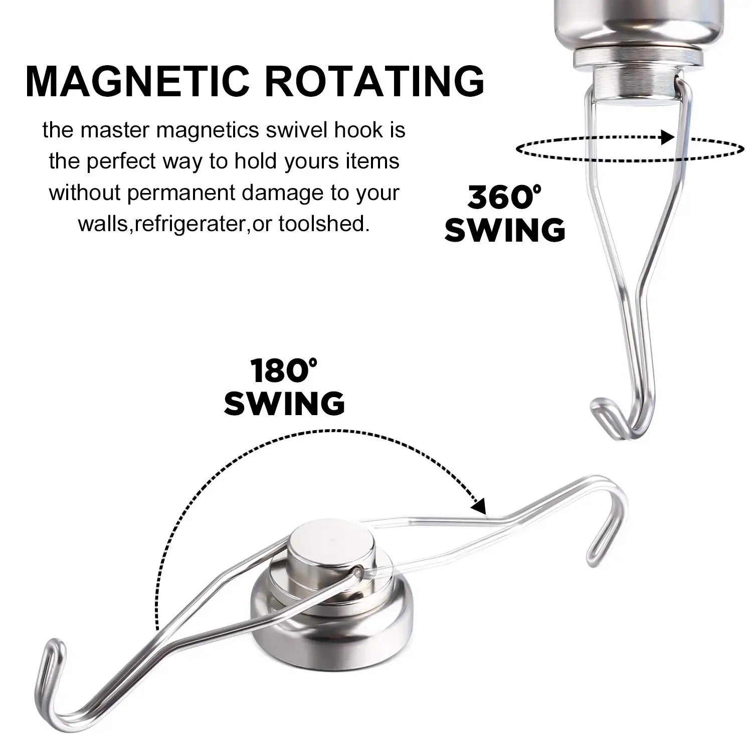 44lbs magnetický háčků otočný houpačka, silná neodym magnetický hák těžký celní poplatek, magnetem ramínko pro závěsný, gril, cruise kabin