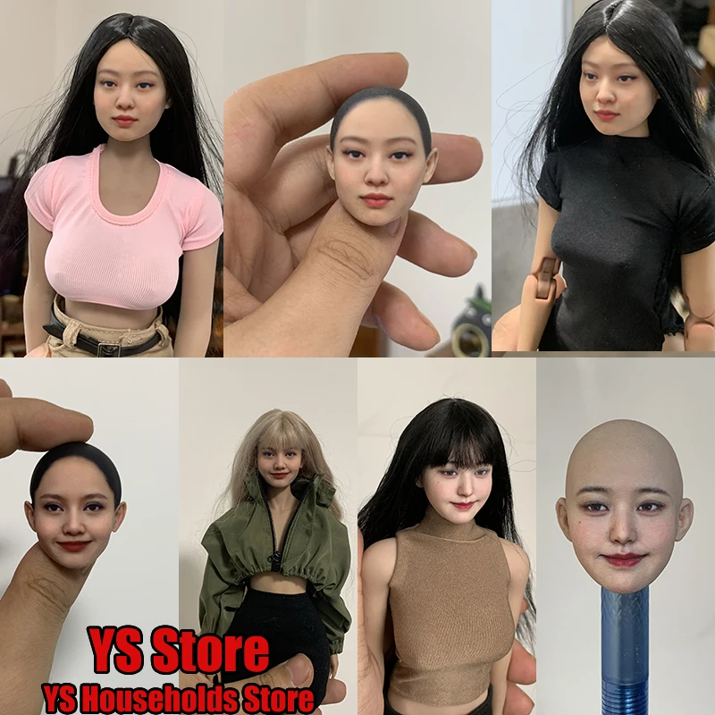 

1/6 Jennie Lisa Jang Wonyoung Korean Girl Group Dancer Singer Delicate Painted Bald Head Sculpt Model Accessory For 12" Body