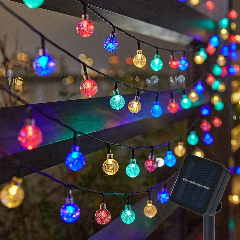 20/30/50/60/100/200LED Solar Crystal Globe String Lights Outdoor Waterproof for Christmas Garden Party Decor