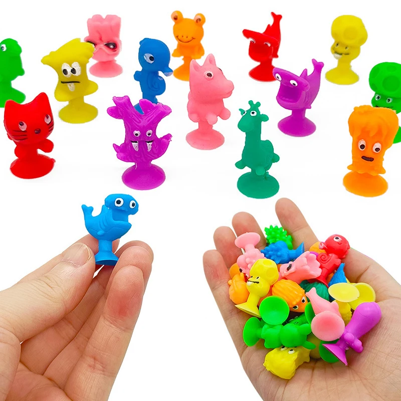 5/10 Uds Mini muñeca con ventosa con caja de silicona juguetes Divertidos para niños monstruos lindos coloridos de dibujos animados adsorbidos en el escritorio TMZ