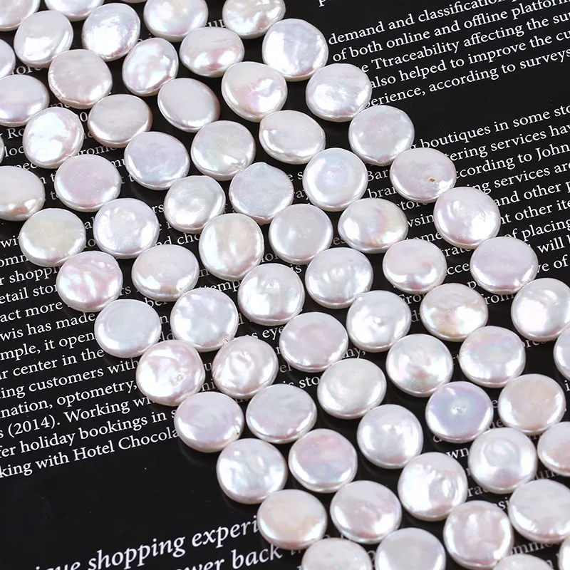

12-13mm AAAAA natural color coin keshi fresh water pearl beads for making necklace