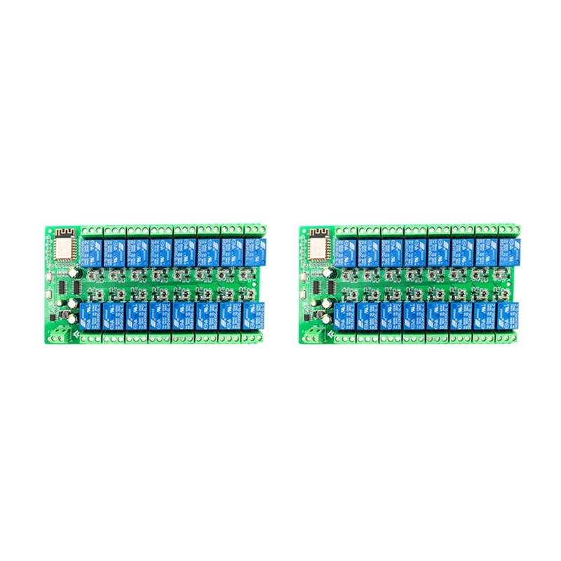 2X ESP8266 WIFI 16 Channel Relay Module ESP-12F Development Board Power, 16 Way Relay Module, Supply Mode 12V